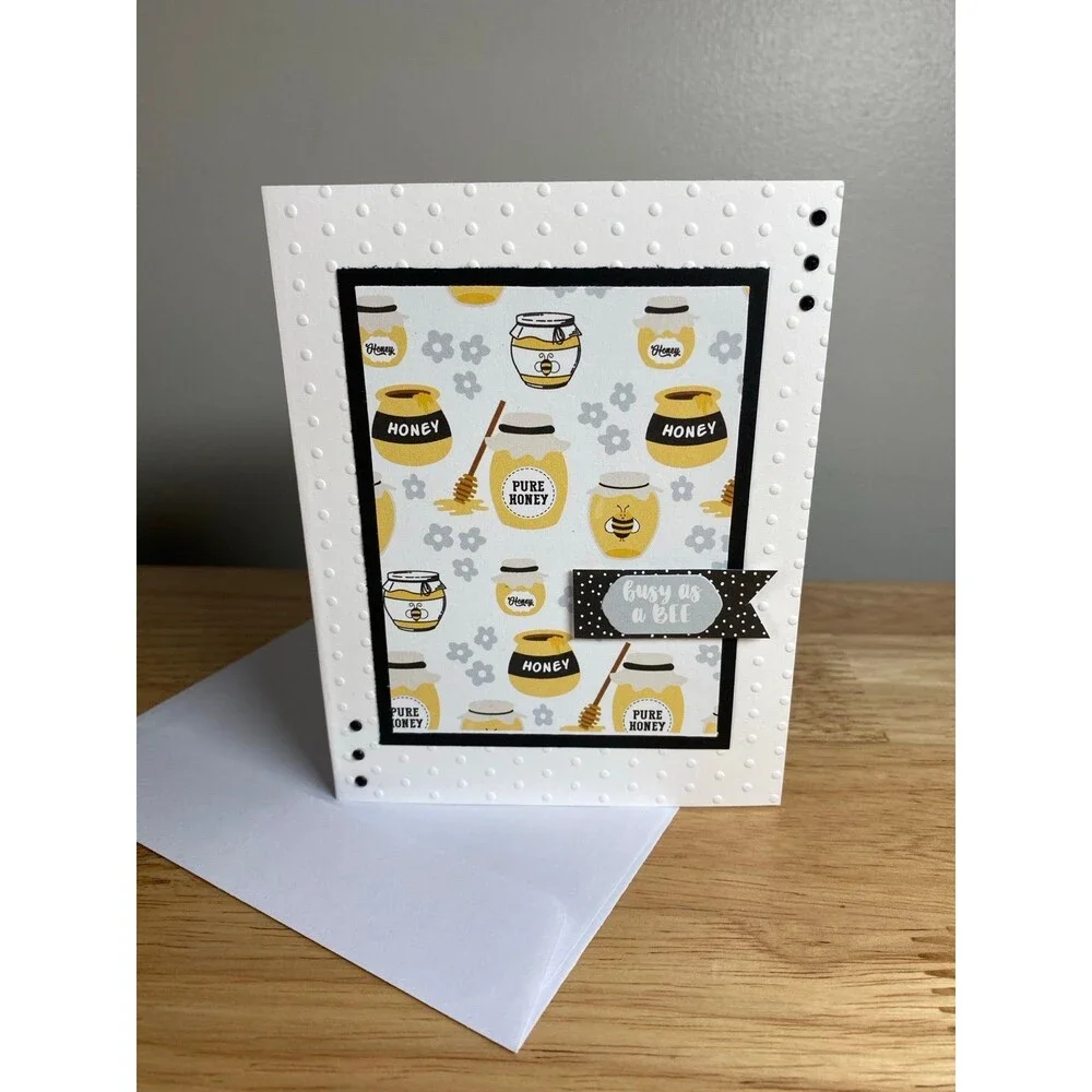 Bee & Honey Greeting Card – Handmade A2 Card – All Occasion Blank Card
